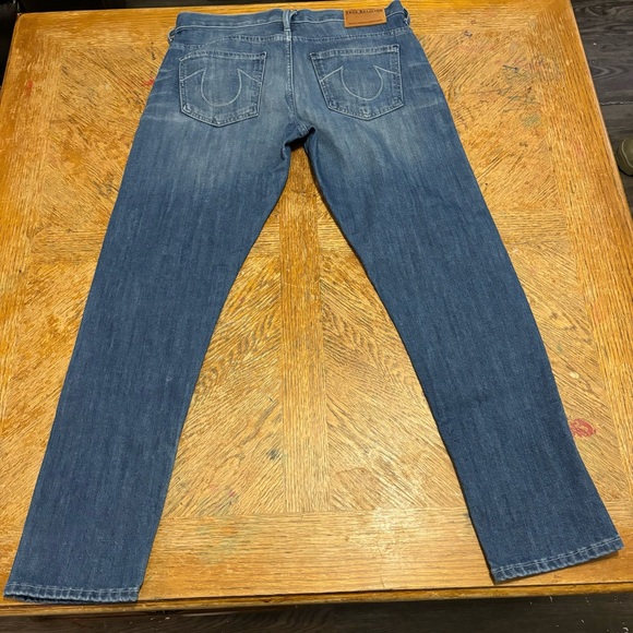 Women's True Religion Mid Rise Straight Blue Denim Jeans Size 27 - Picture 3 of 6